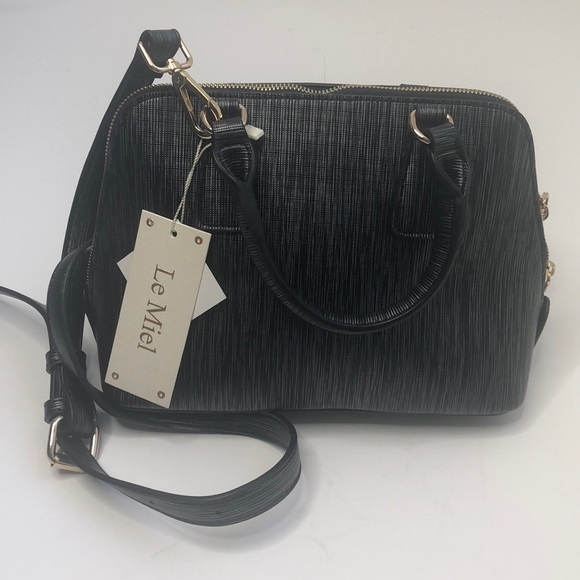 Le Miel Handbags - Le Miel black vegan leather satchel